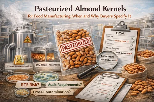 Pasteurized Almond Kernels for Food Manufacturing: When and Why Buyers Specify It - Almond Industrial Applications — Atlas Nut Supply